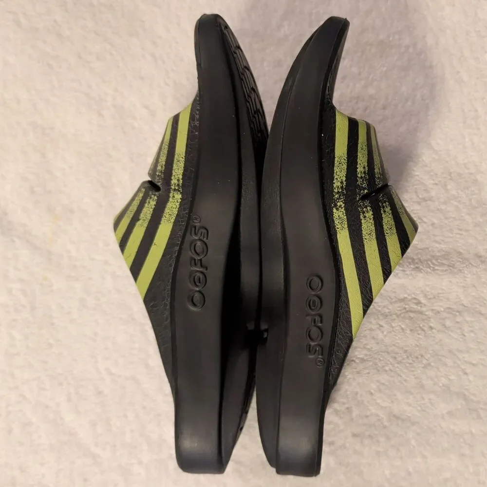 OOFOS Men's OOahh Slip On Slide Sandals Black Yellow M5 W7